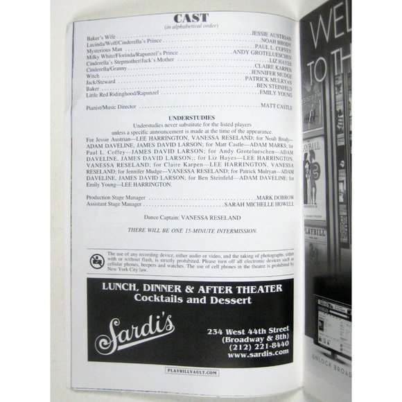 Into the Woods Playbill February 2015 Roundabout Noah Brody Paul Coffey FLAW - Picture 5 of 8